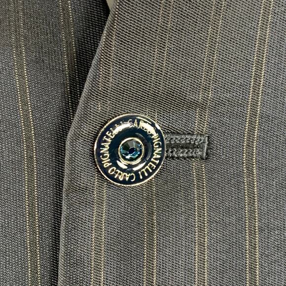 CARLO PIGNATELLI Size 42 Black Purple Stripe Acetate Wool Vest - Picture 2 of 7